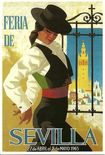 1960'S VINTAGE SPANISH SEVILLE SPRING FESTIVAL  A3 POSTER REPRINT