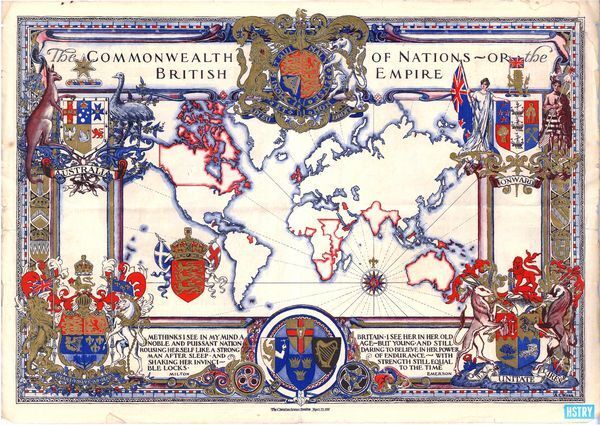 Vintage 1937 Map of The British Empire  Poster A3 Print