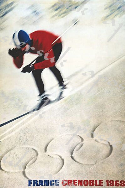 Vintage Grenoble 1968 Winter Olympics Poster A3/A4 Print