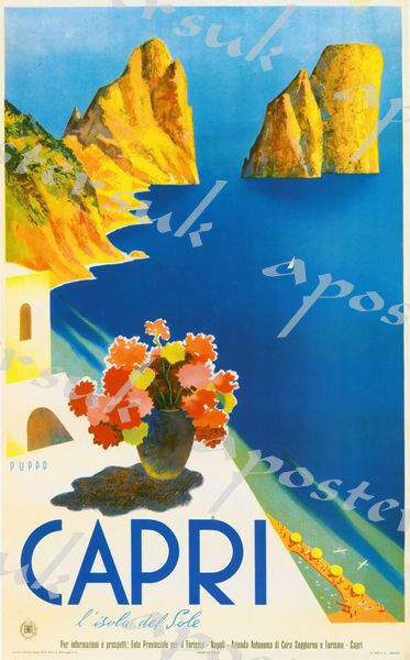 Vintage Capri Italy tourism Poster A4/A3/A2/A1 Print