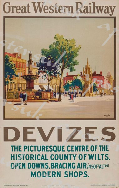 Vintage GWR Devizes Wiltshire Railway Poster A3/A4 Print