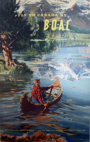 Vintage BOAC Flights to Canada Kayaking Poster A3 Print