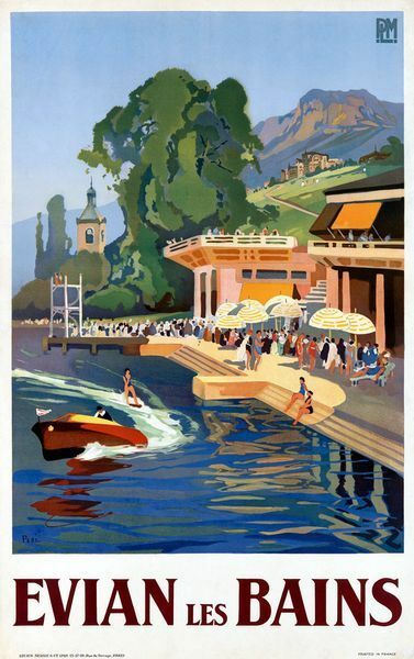 Vintage Evian Spa France Tourism Poster A3 Print