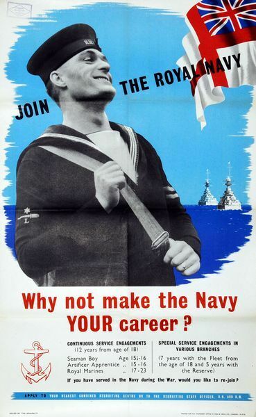 Vintage Royal Navy Recruitment Poster A3 Print
