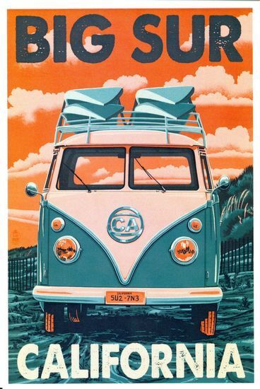 Vintage Volkswagon VW camper Van Advertisement Poster A3 Print