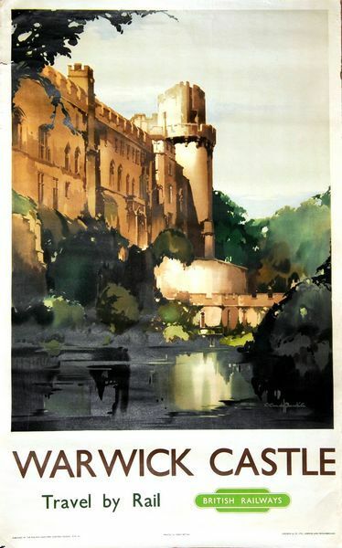 Vintage British Rail Warwick Castle Railway Poster A3 Print