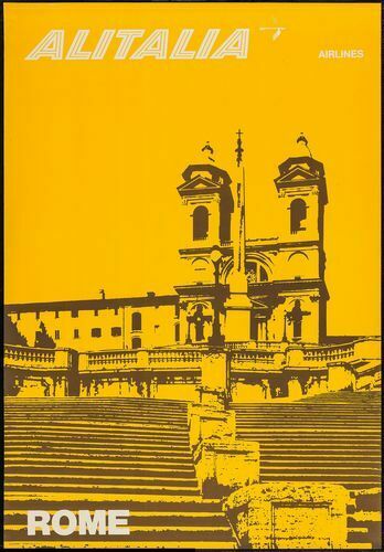 Vintage Alitalia Flights To Rome Spanish Steps Airline Poster Print A3/A4