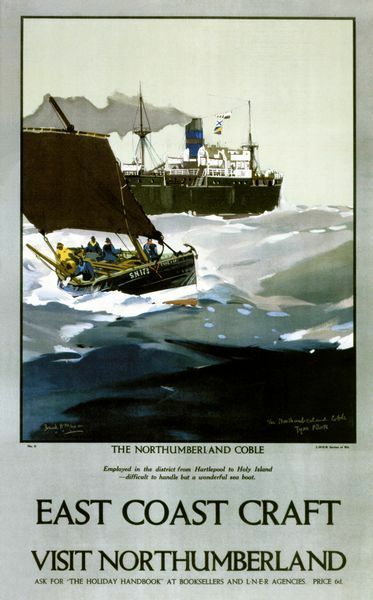 Vintage LNER Northumberland Coble East Coast Railway  Poster A3/A2/A1 Print