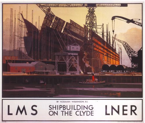 1930's LMS LNER Clyde Ship Building Glasgow Railway Poster A3 / A2 Print