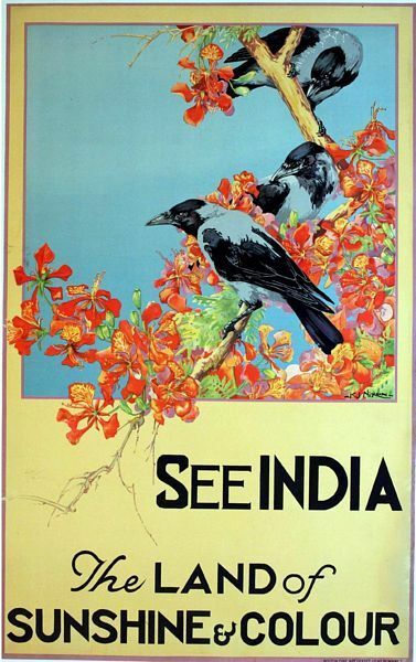 Vintage India land of Sunshine and Colour Tourism Poster A3 Print