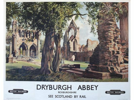 Vintage British Rail Dryburgh Abbey Roxburghshire Railway Poster A3 Print