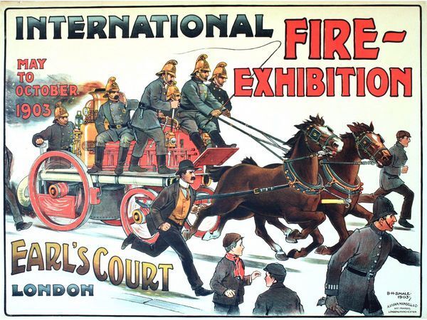 1903 International Fire Brigade Exhibition Earls Court London Poster A3 Print