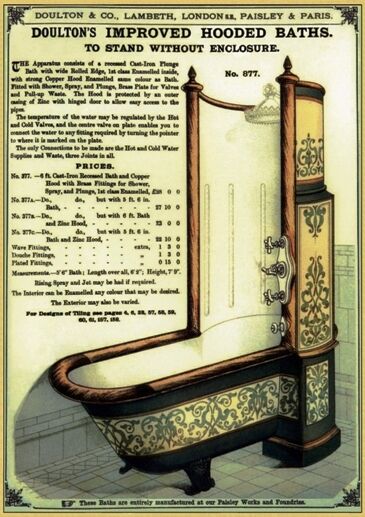 19TH C. VICTORIAN DOULTON HOODED BATH TUB ADVERTISEMENT V.1  A3 POSTER RE PRINT