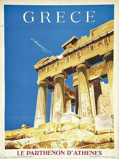 Vintage Parthenon Athens Greece Tourism Poster A3 Print