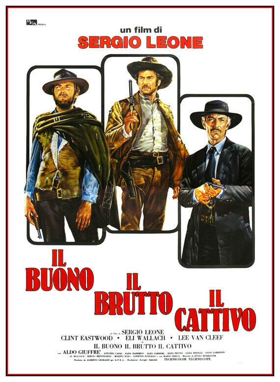 THE GOOD THE BAD & THE UGLY ITALIAN RELEASE EASTWOOD  MOVIE POSTER V2  A3 PRINT