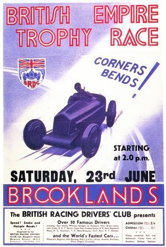 Brooklands British Empire Trophy Race Motor Racing Poster A3 Reprint