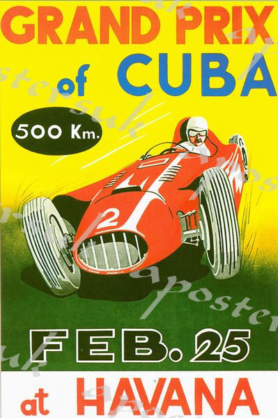 Vintage Cuba Grand Prix Motor Racing Poster A4/A3/A2/A1 Print