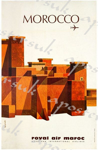 Vintage Royal Air Maroc Moroccan Airlines Poster A3/A4 Print