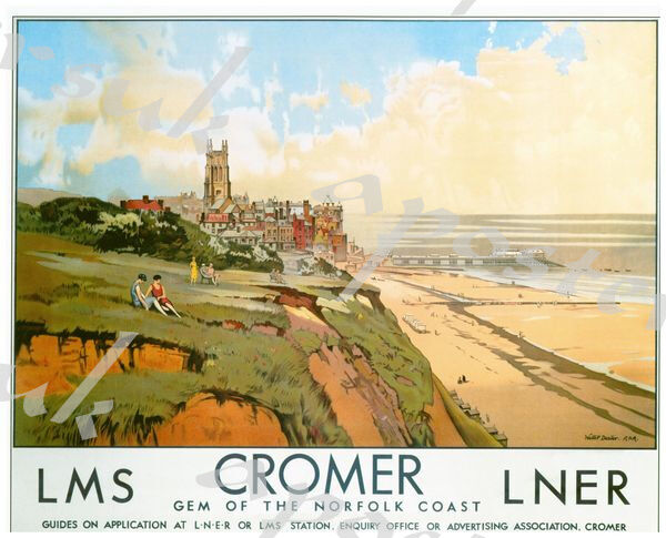 Vintage LMS LNER Cromer Norfolk Railway Poster A4/A3/A2/A1 Print