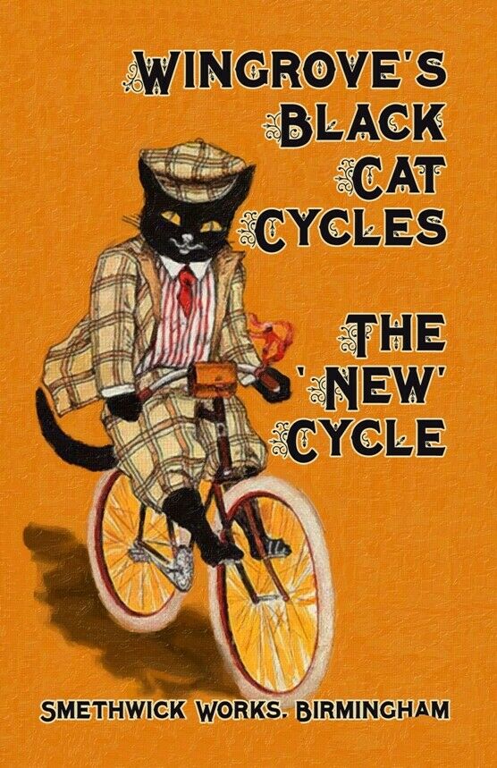 CUTE BRITISH VICTORIAN ADVERTISEMENT FOR BLACK CAT BICYCLES  A3 POSTER ART PRINT