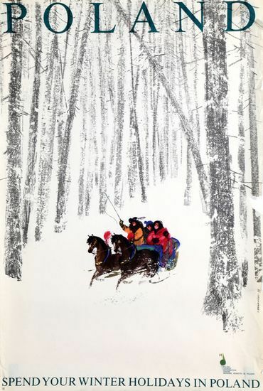 Vintage Winter Holidays in Poland Tourism Poster  A3 Print