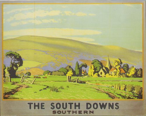Vintage South Downs Southern Railways Poster A3 reprint