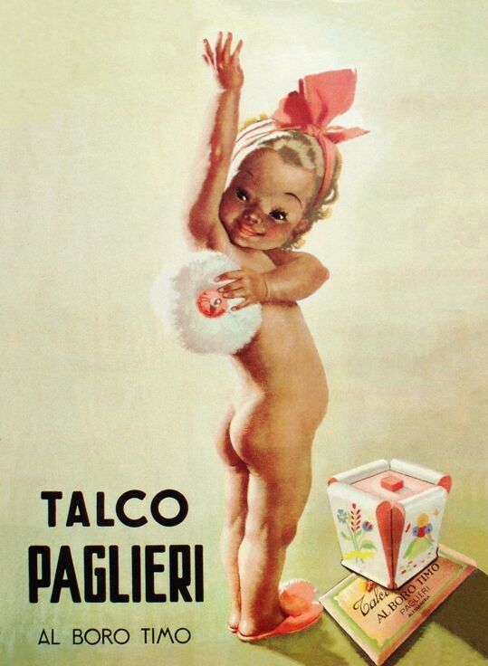 CUTE 1950'S ITALIAN CHILDREN'S TALC ADVERTISEMENT  A3 POSTER REPRINT