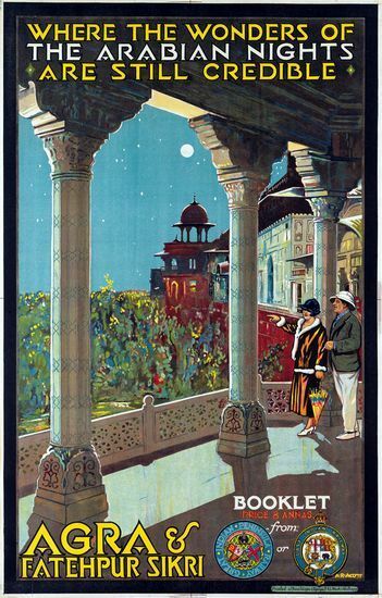 Vintage Indian Railways Fatehpur Sikri Tourism Poster A3 Print