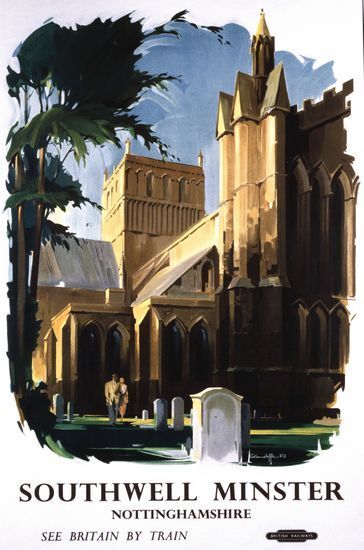 Affiche Vintage British Rail - Poster Ancien Train Nottingham - Format A3/A2/A1 - Neuf