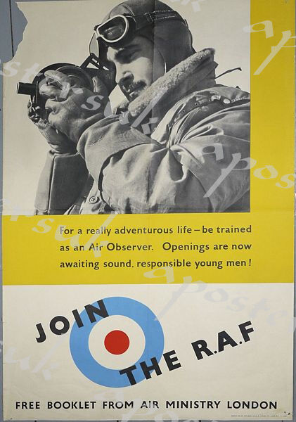 1940's Join The RAF Recruitment Poster A3/A4 Print