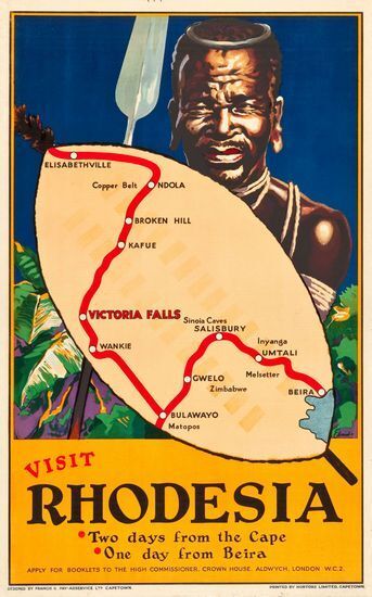 Vintage Visit Rhodesia Tourism Poster  A3 Print