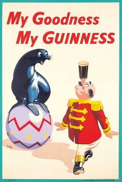 Vintage Guinness Circus Seal Advertisement Poster  A3 Print