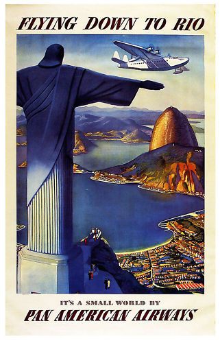 Vintage Pan Am Flying Down To Rio A3 Poster Reprint