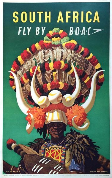 Vintage BOAC Flights to South Africa Poster A3 Print