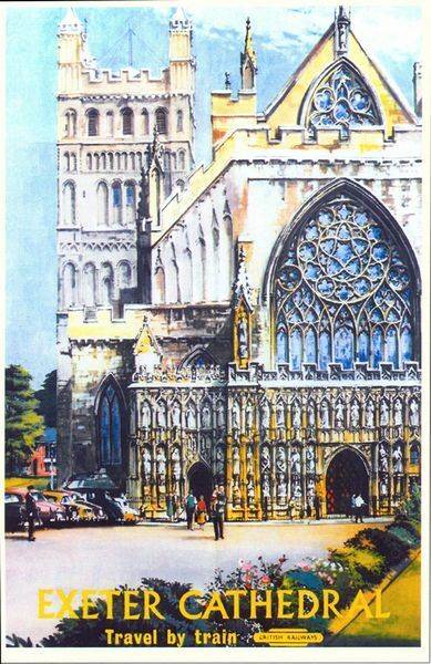 Vintage British Railways Exeter Cathedral Railway Poster A3/A2/A1 Print