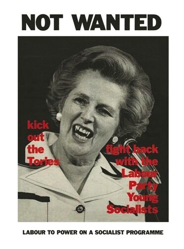 Vintage 1980's Young Socialists Anti Margaret Thatcher Poster A3 Print