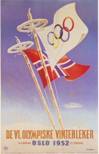 1952 Oslo Winter Olympics Poster A3 Reprint