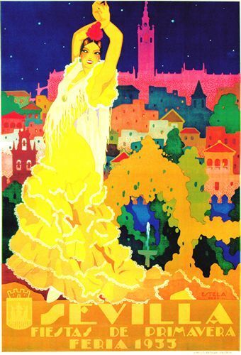 1933 Sevilla Seville Spain Fiesta  Poster A3 Print