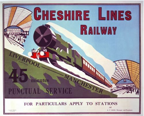 Vintage Cheshire Railway Liverpool Manchester Railway Poster A3 / A2 Print