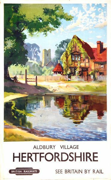 Vintage British Rail Aldbury Hertfordshire  Poster A3 Print