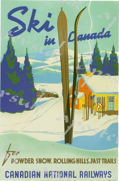 Vintage Skiing in Canada Tourism Poster A4/A3/A2/A1 Print