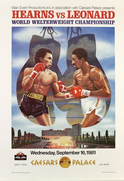 Vintage 1981 Thomas Hit Man Hearns Sugar Ray Leonard Boxing Poster A3 Print