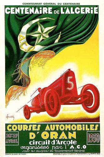 1930 Algerian Grand Prix Motor Racing Poster A3 / A2 Print