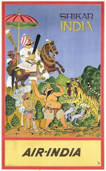 Vintage Air India Travel Poster  A3 Print