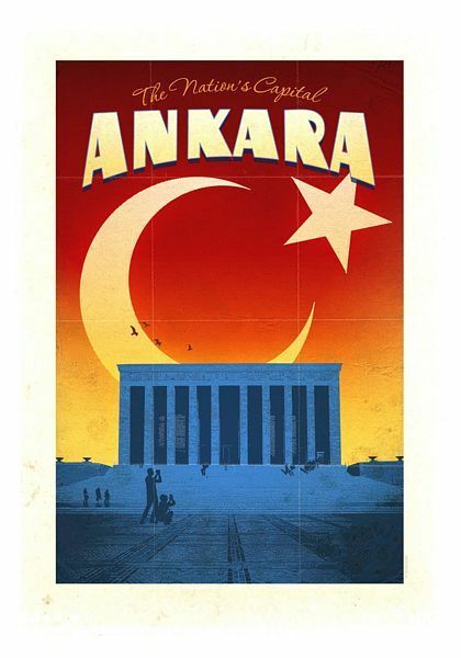 Vintage Ankara Turkey Travel Poster A3/A2/A1 Print