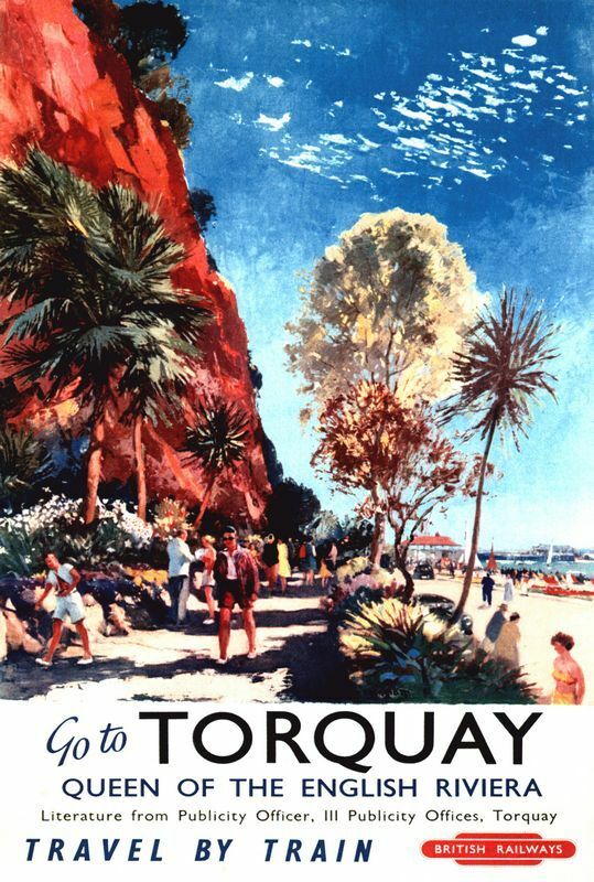 1950's British Rail Torquay Devon Railway Poster  A3/A2 Print