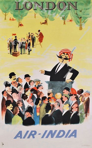 Vintage Air India London Flights Poster A3/A4 Print