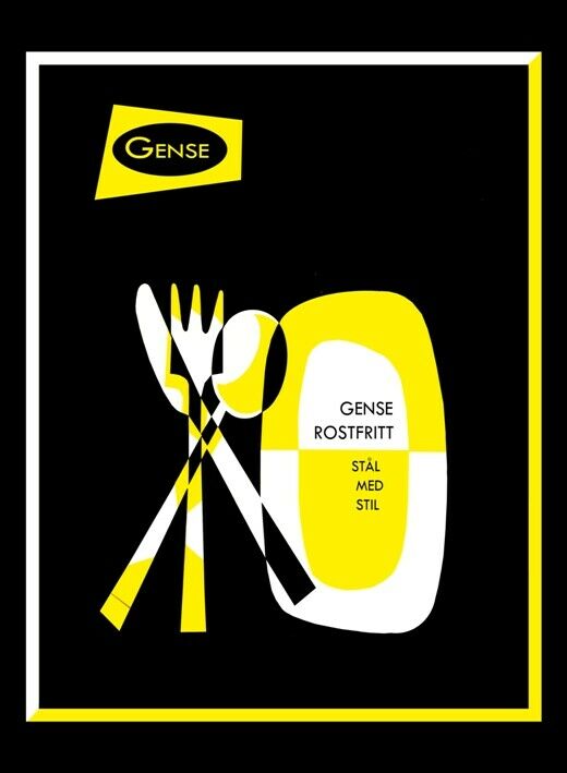 MID CENTURY 1950'S GENSE SWEDISH CUTLERY  ADVERTISEMENT  POSTER A3 REPRINT