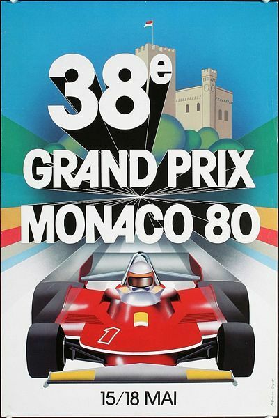 1980 Monaco Grand Prix Motor Racing Poster  A3 Print