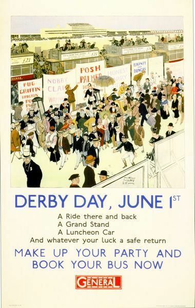 1927 Epsom Derby Horse Racing Transport Poster A3/A2/A1 Print